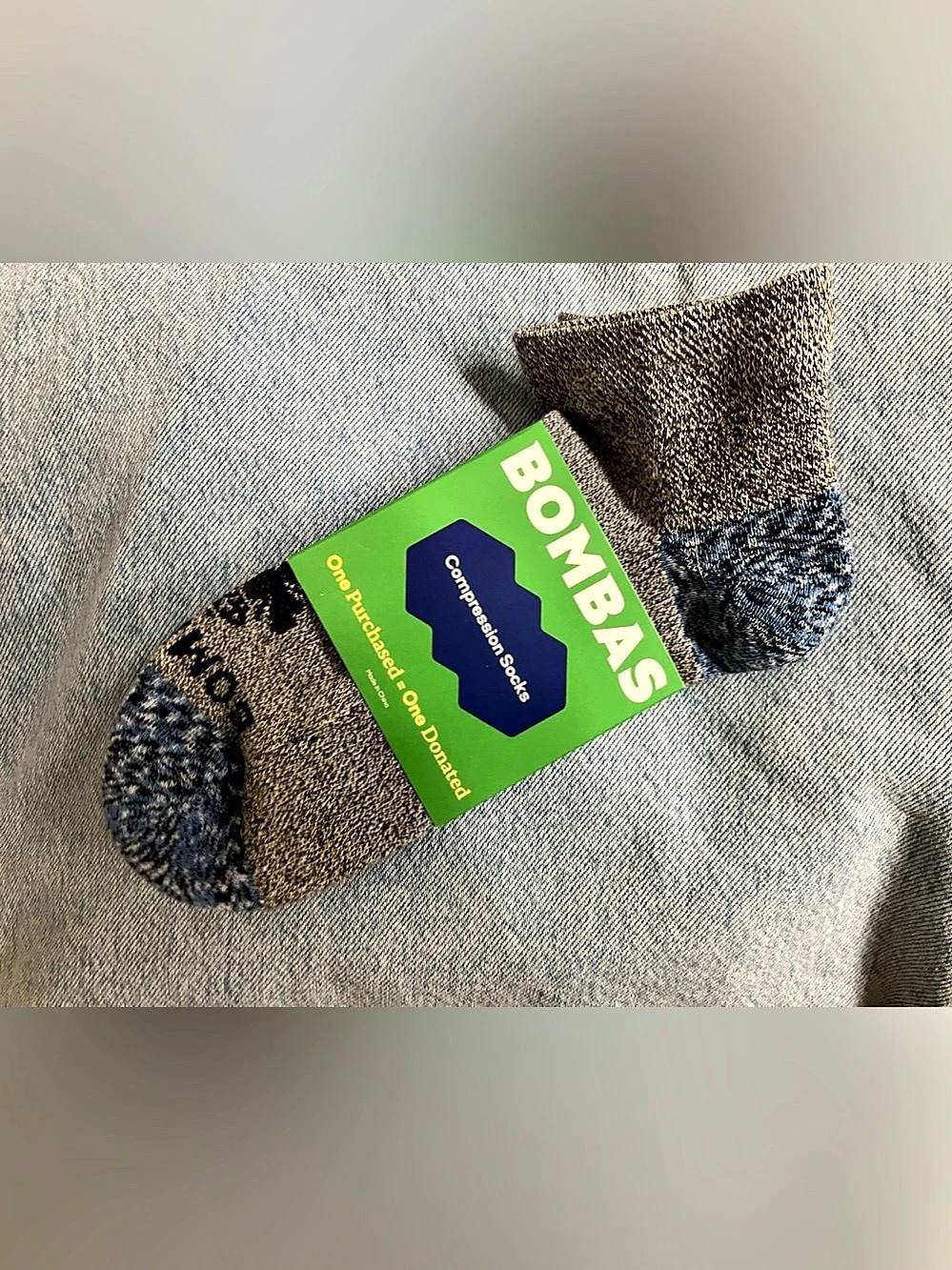Bombas Everyday Compression Ankle Socks Gray & Blue Medium NEW
